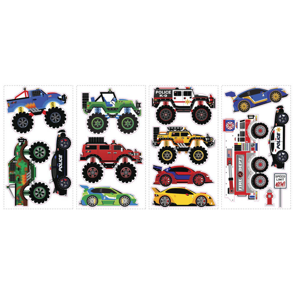 Speed Limit Trucks Wall Decals Printed Sheet