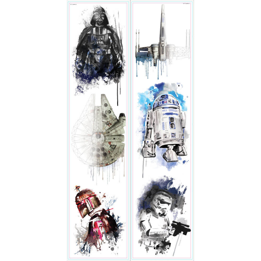Star Wars Watercolor Wall Decals Printed Sheet