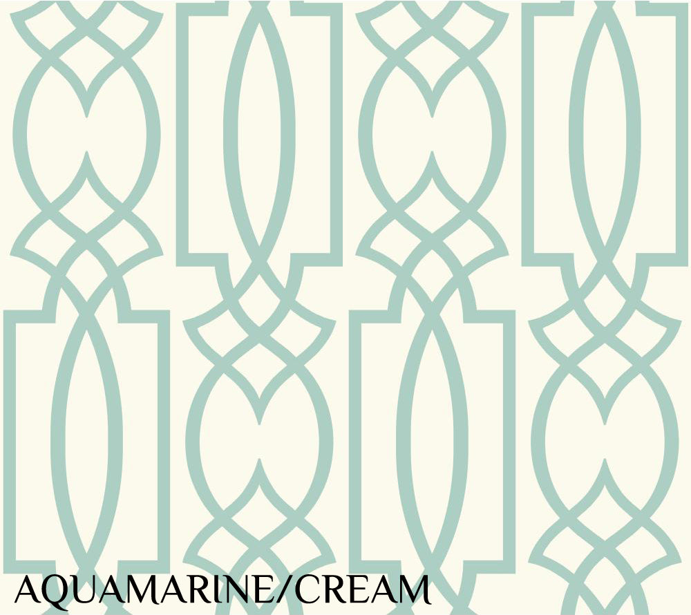 Carey Lind Designs "Large Lattice" Aquamarine/Cream Wallpaper