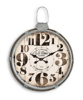 White Rope Wall Clock w/Rustic Ring Accent 21"x27"