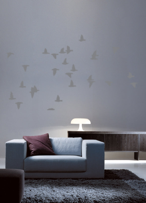 Flocking Birds Gray Sihouette Wall Decal Set Installed