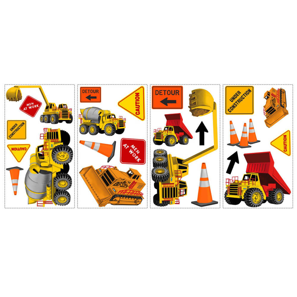 Under Construction Wall Decals Printed Sheet