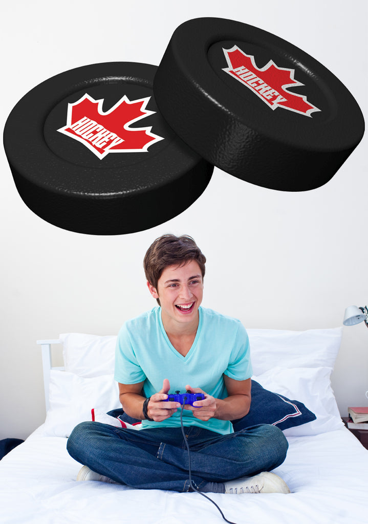 Dual Puck Wall Decal Cutouts Installed