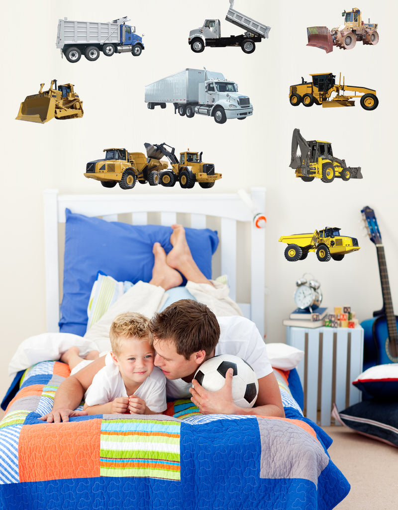 Construction Vehicles Multi-Pack Wall Decals Installed