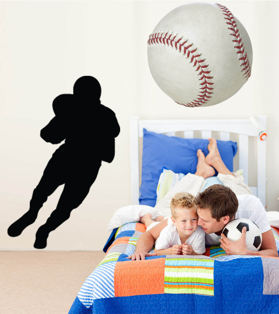 Football Ball Carrier II Silhouette Wall Decal Cutout Installed