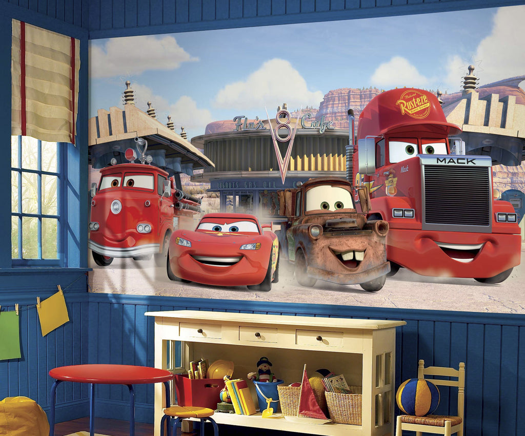Disney Pixar "Cars" Friends to the Finish Prepasted Wall Mural 10.5'W x 6'H Installed