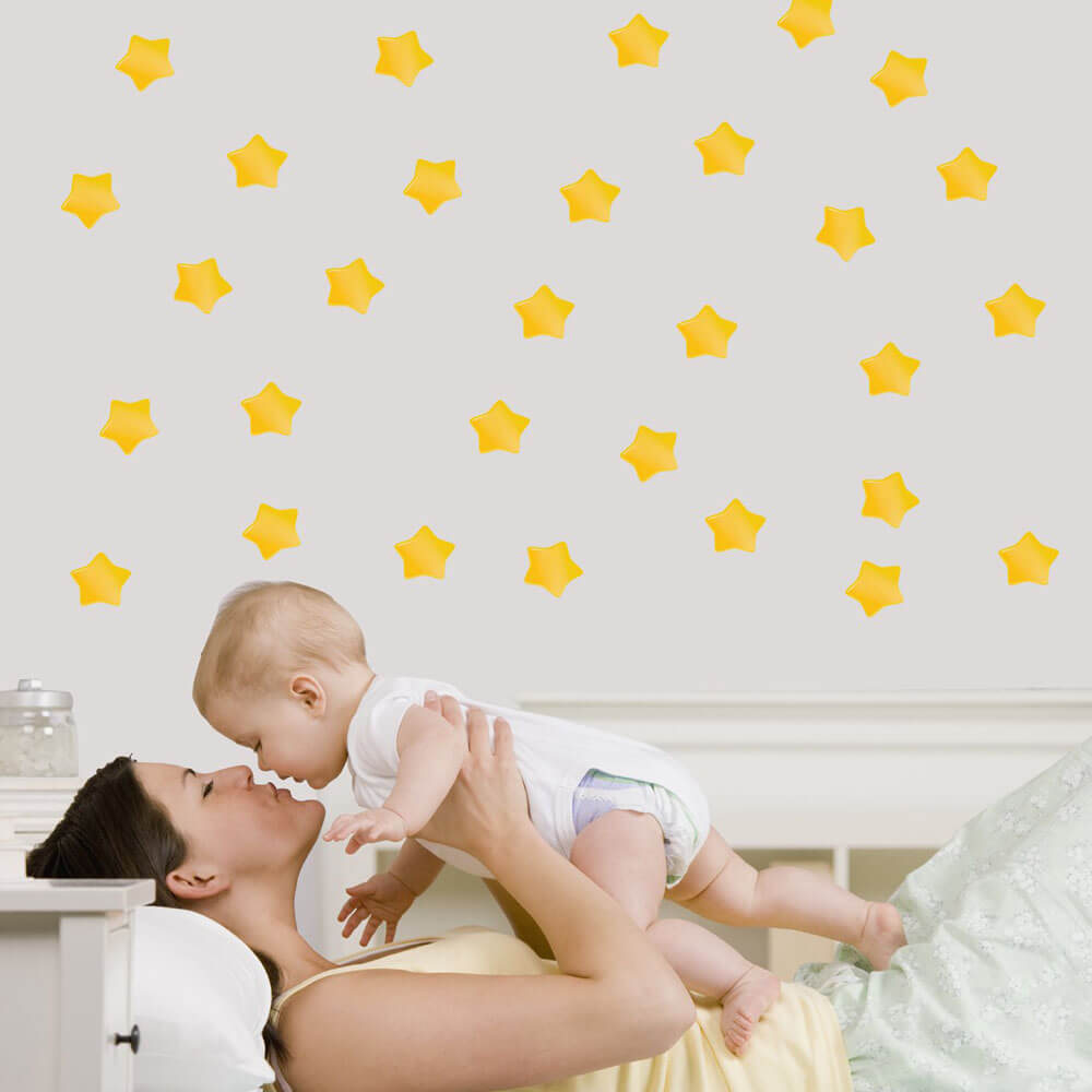 4 Inch Gold Soft Star Wall Decals Installed