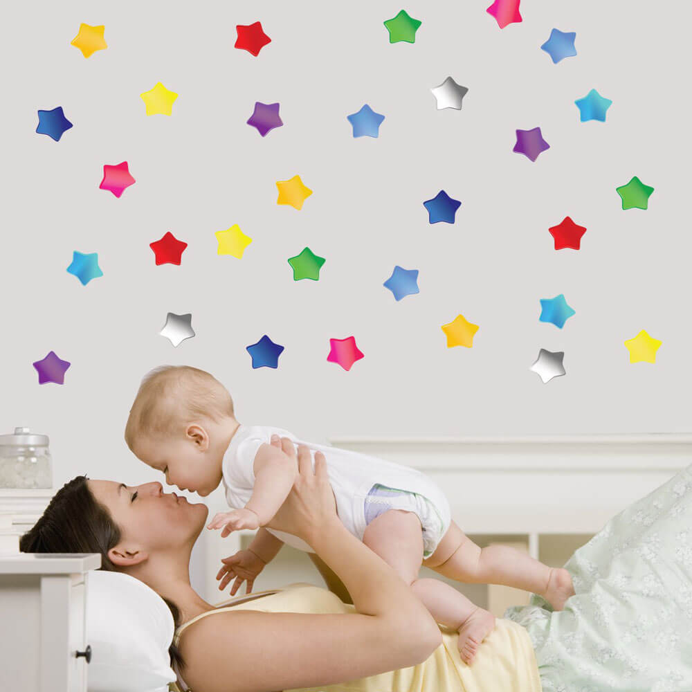 4 Inch Multi Colored Soft Star Wall Decals Installed