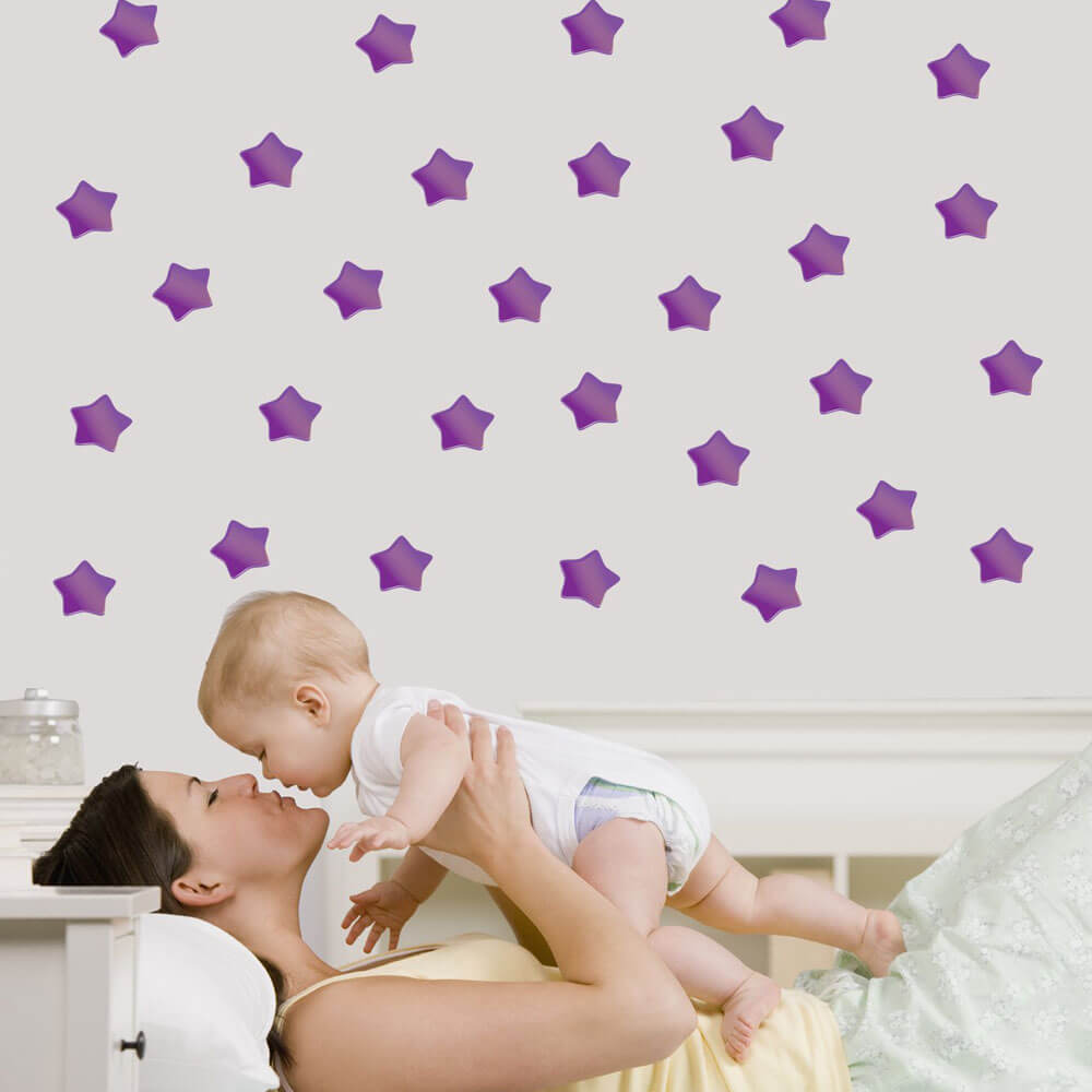 4 inch Purple Soft Star Wall Decals Installed