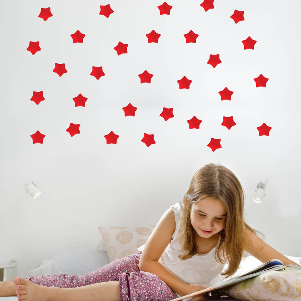4 Inch Red Soft Star Wall Decals Installed