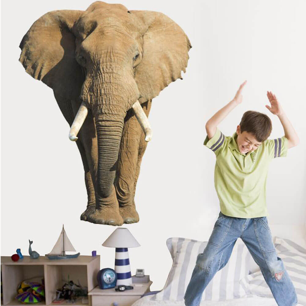 Wallhogs African Elephant Wall Decal Installed