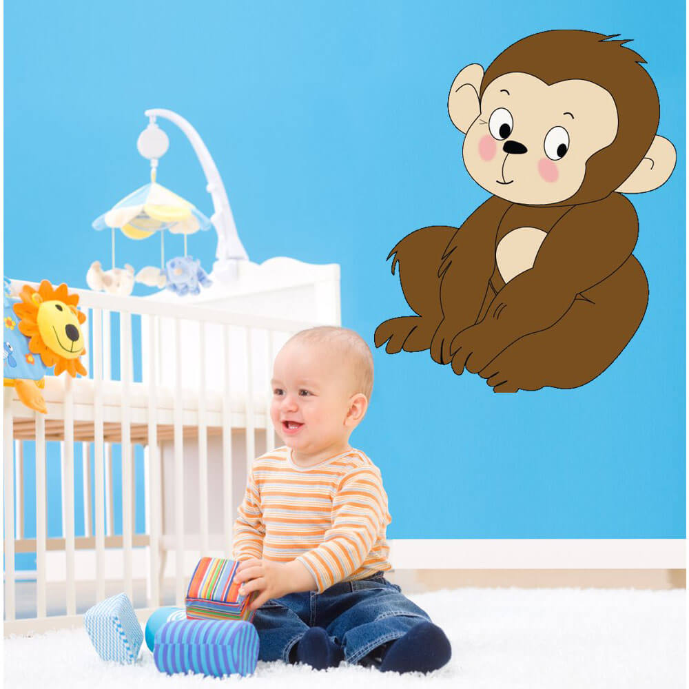 Wallhogs Baby Monkey Wall Decal Installed