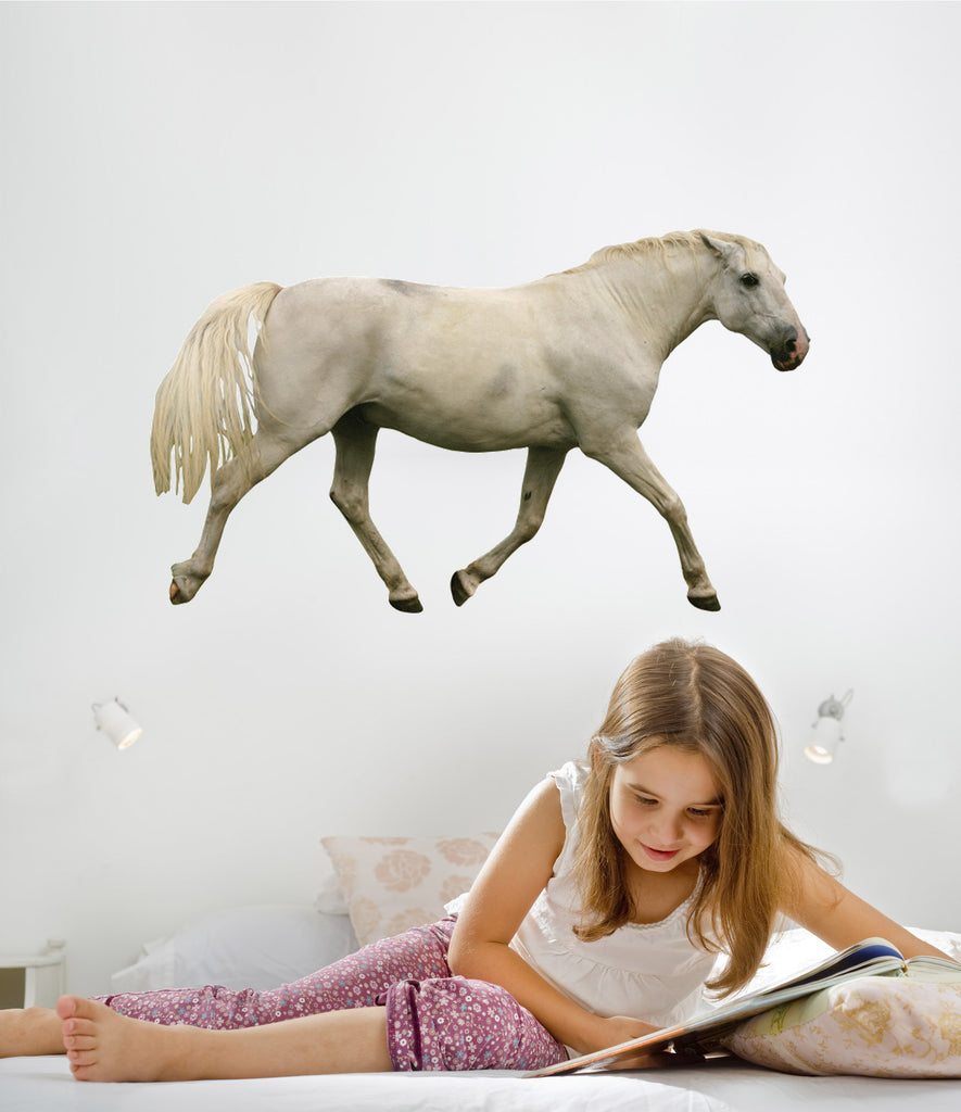 White Mustang Wall Decal Cutout Installed