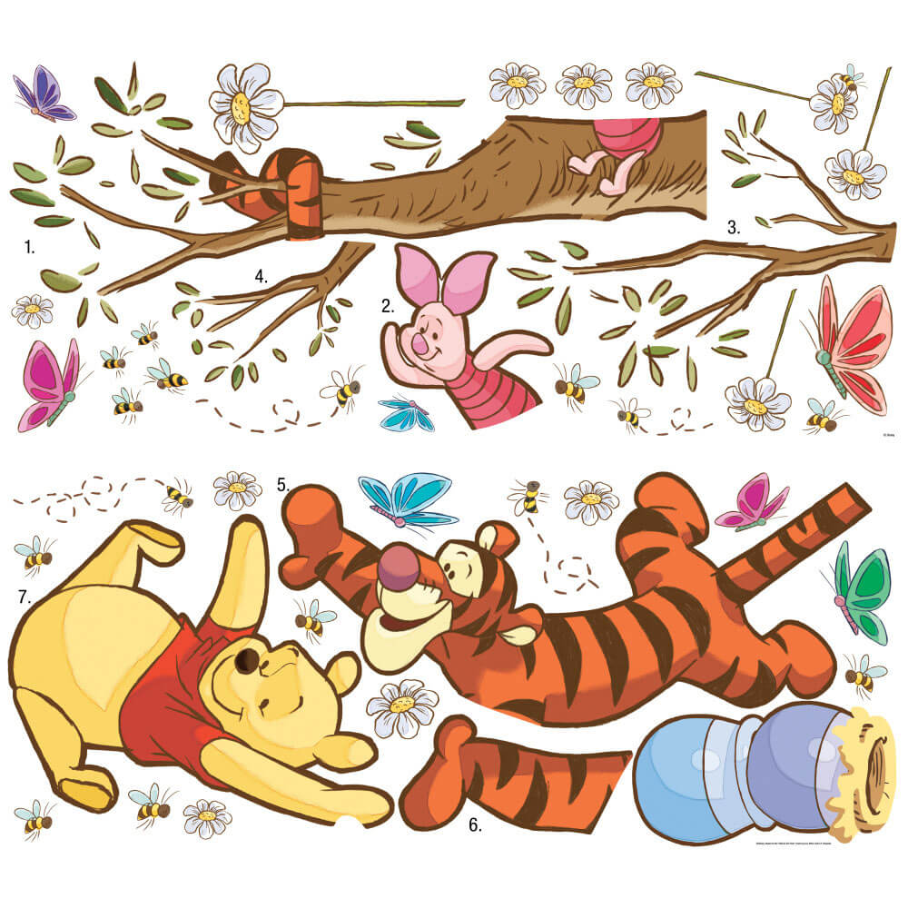Disney Pooh Swinging for Honey Wall Decal Printed Sheet