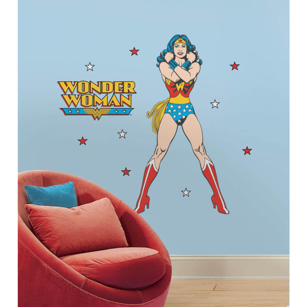 DC Comics Wonder Woman Giant Wall Decal Installed