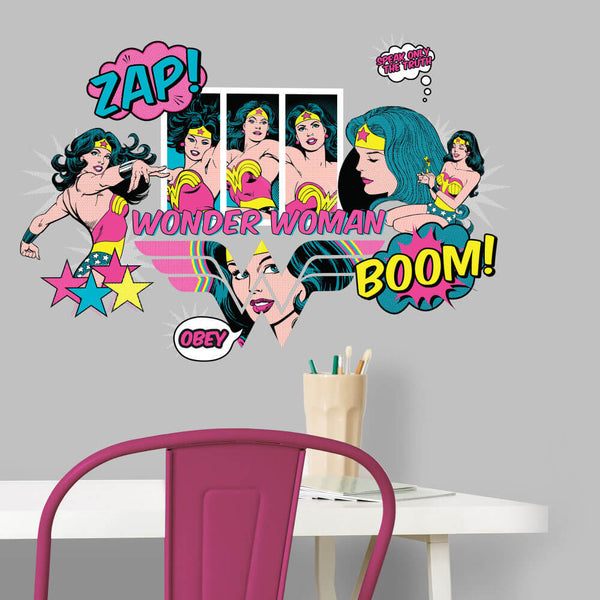 DC Comics Wonder Woman Pop Art Wall Decals Installed
