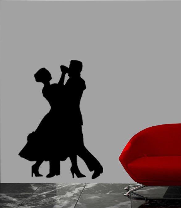 Couple Dancing Silhouette Wall Decal Cutout Installed