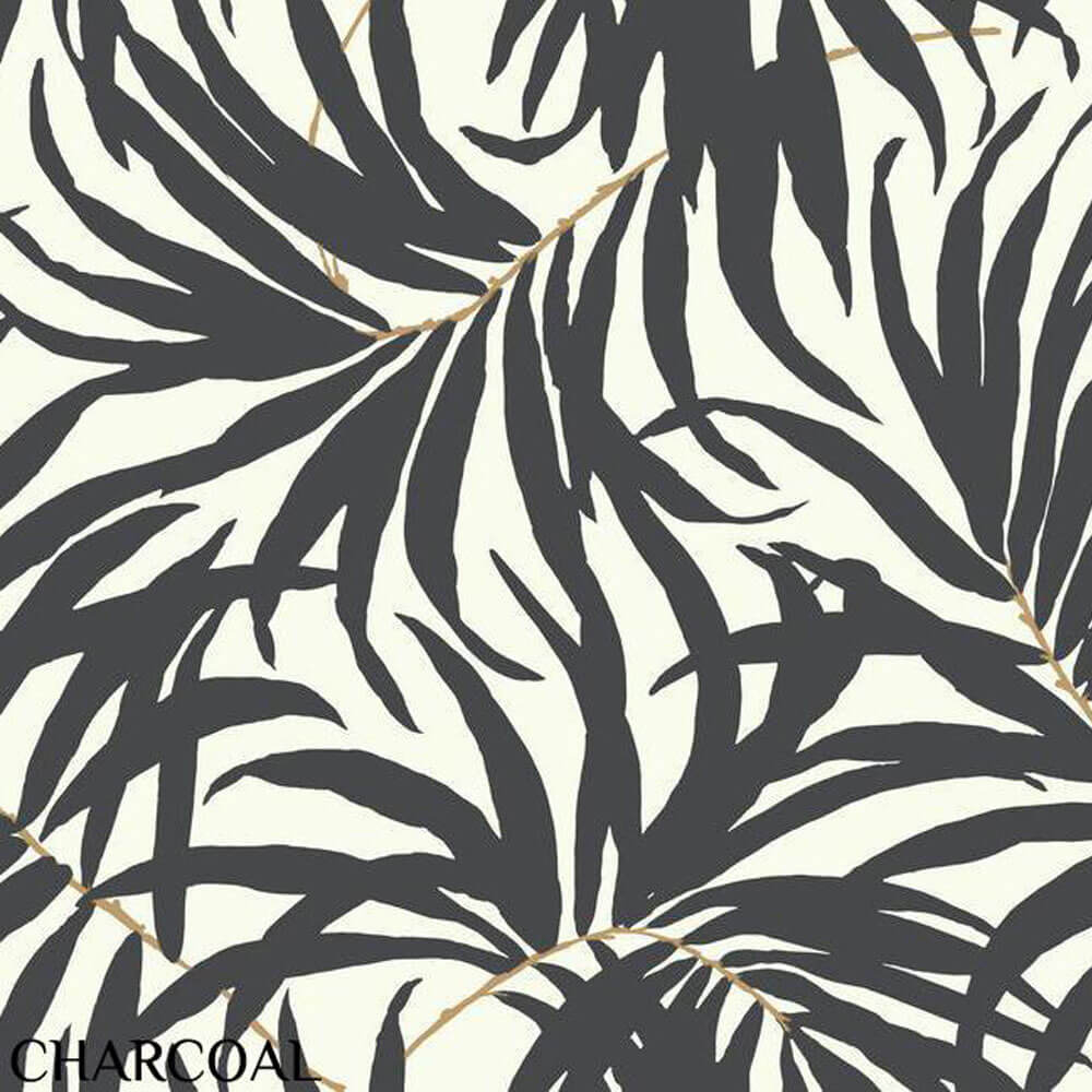Ashford House Charcoal Bali Leaves Wallpaper