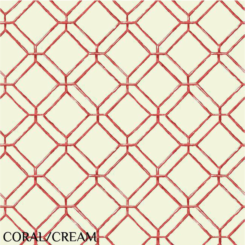 Ashford House Coral & Cream Diamond Bamboo Wallpaper