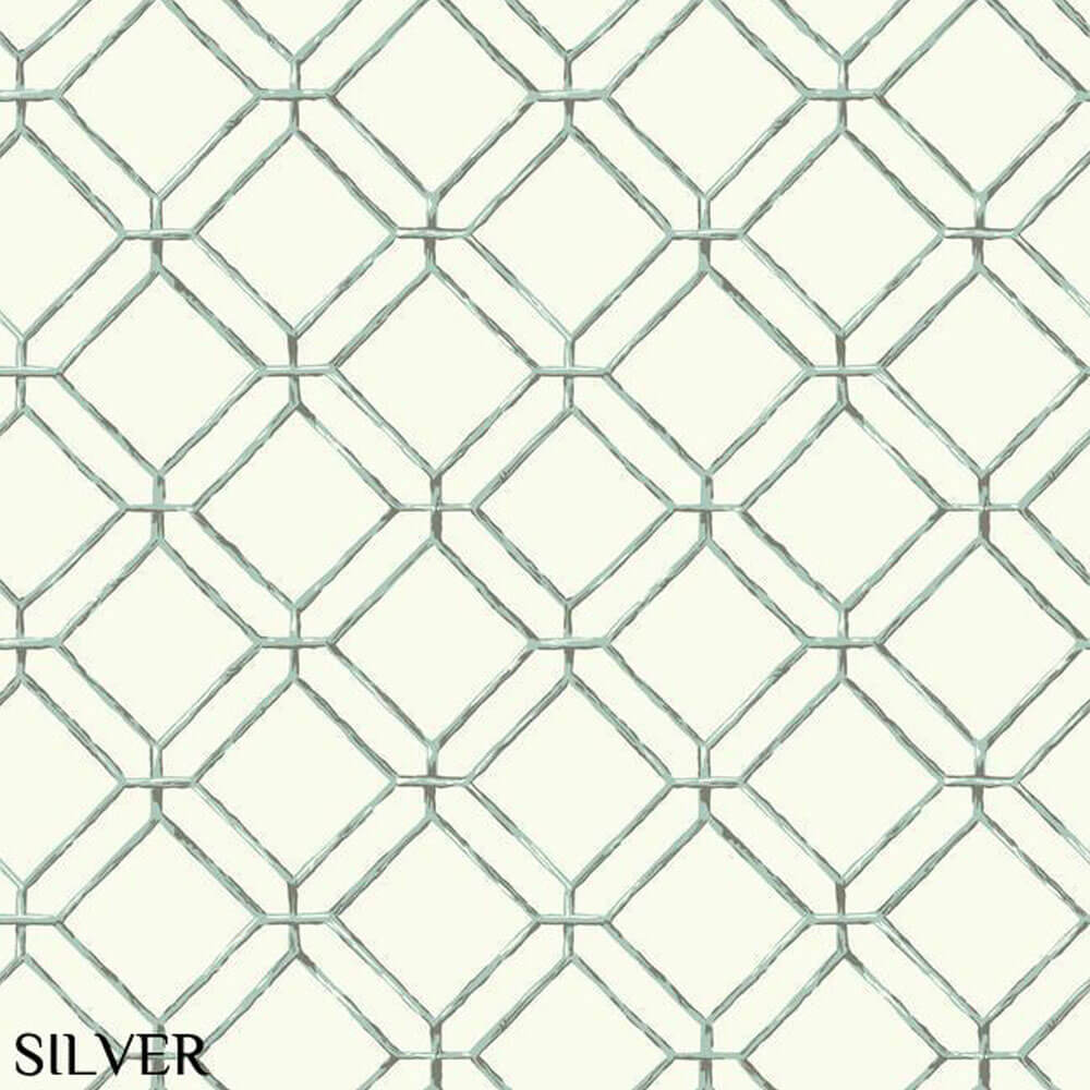Ashford House Silver Diamond Bamboo Wallpaper
