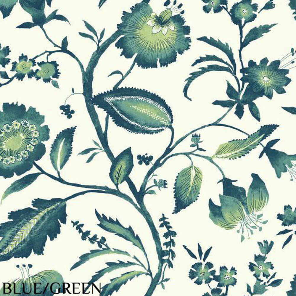 Ashford House Blue & Green Watercolor Jacobean Wallpaper