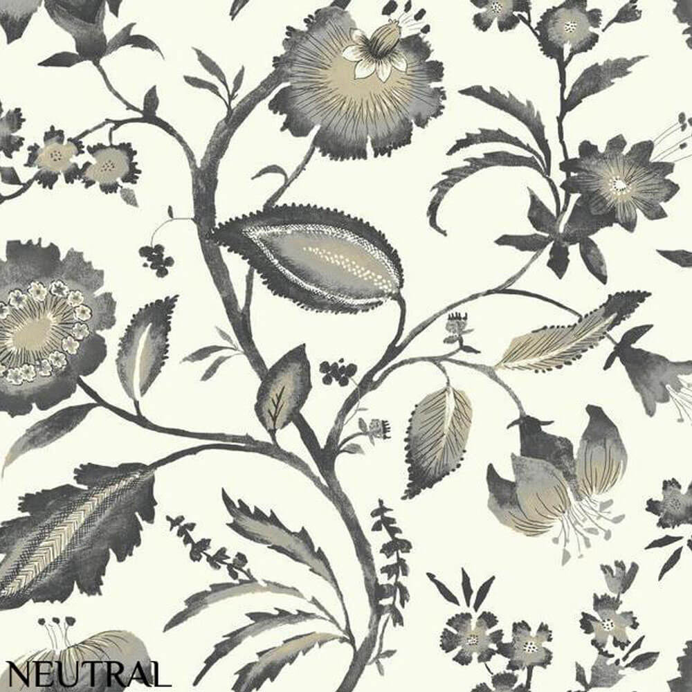 Ashford House Neutral Watercolor Jacobean Wallpaper
