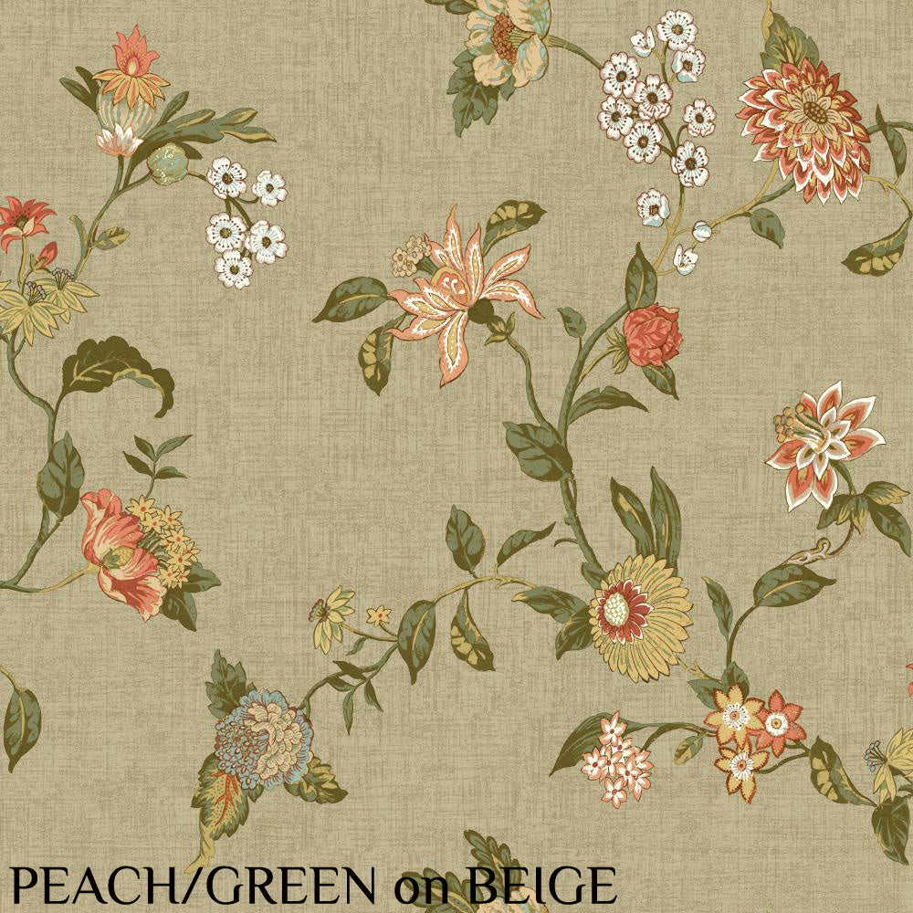 Waverly "Graceful Garden Trail" Peach/Green Wallpaper