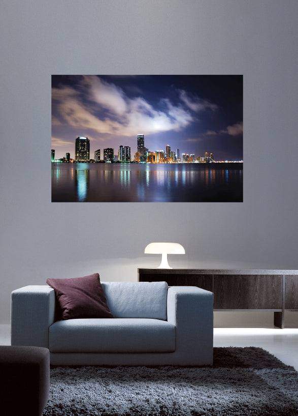 Dusk Miami Wall Decal Poster Installed