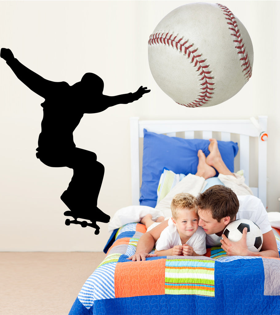 Skateboard Silhouette II Wall Decal Cutout Installed