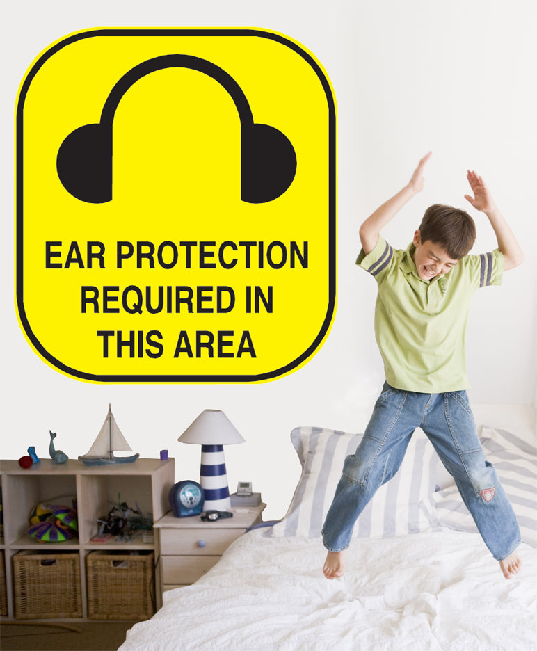 Ear Protection Sign Wall Decal Installed