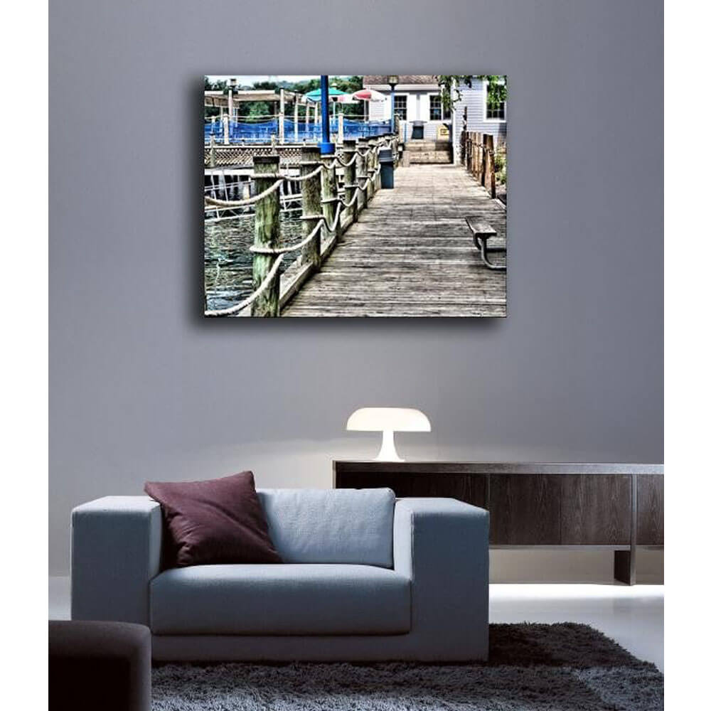 Batie Boat House Canvas Print Installed