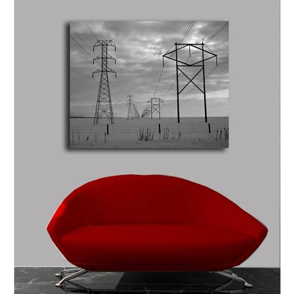 Batie Power Lines Canvas Print Installed