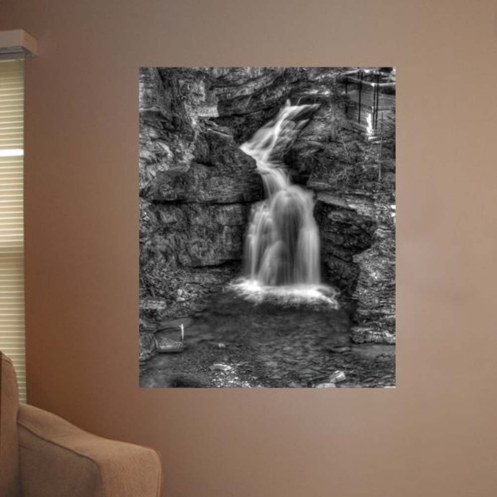 Boer Black & White Waterfall Wall Decal Installed