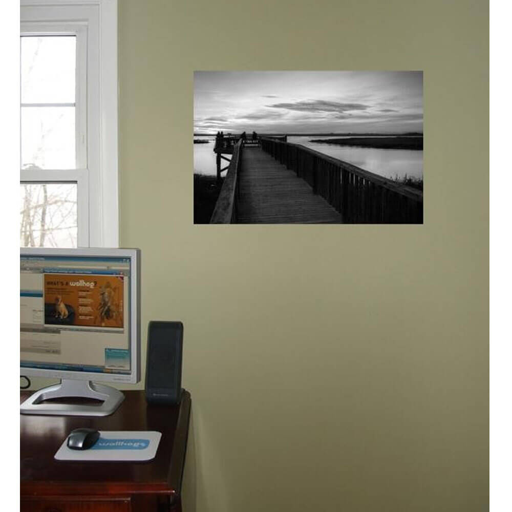 Boer Evening at the Lake Glossy Poster Installed