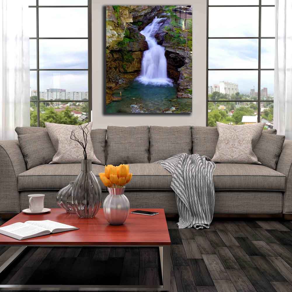 Boer Smooth Waterfall Canvas Print Installed