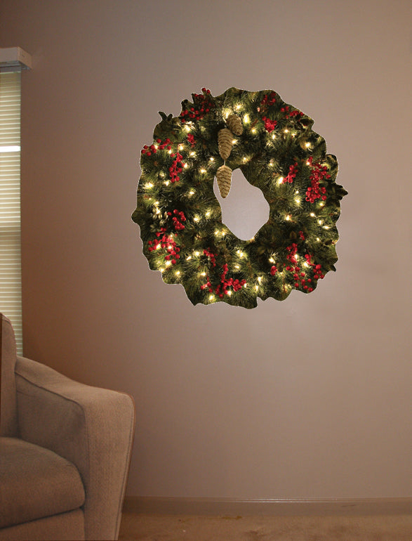 Wreath Wall Decal Cutout Installed