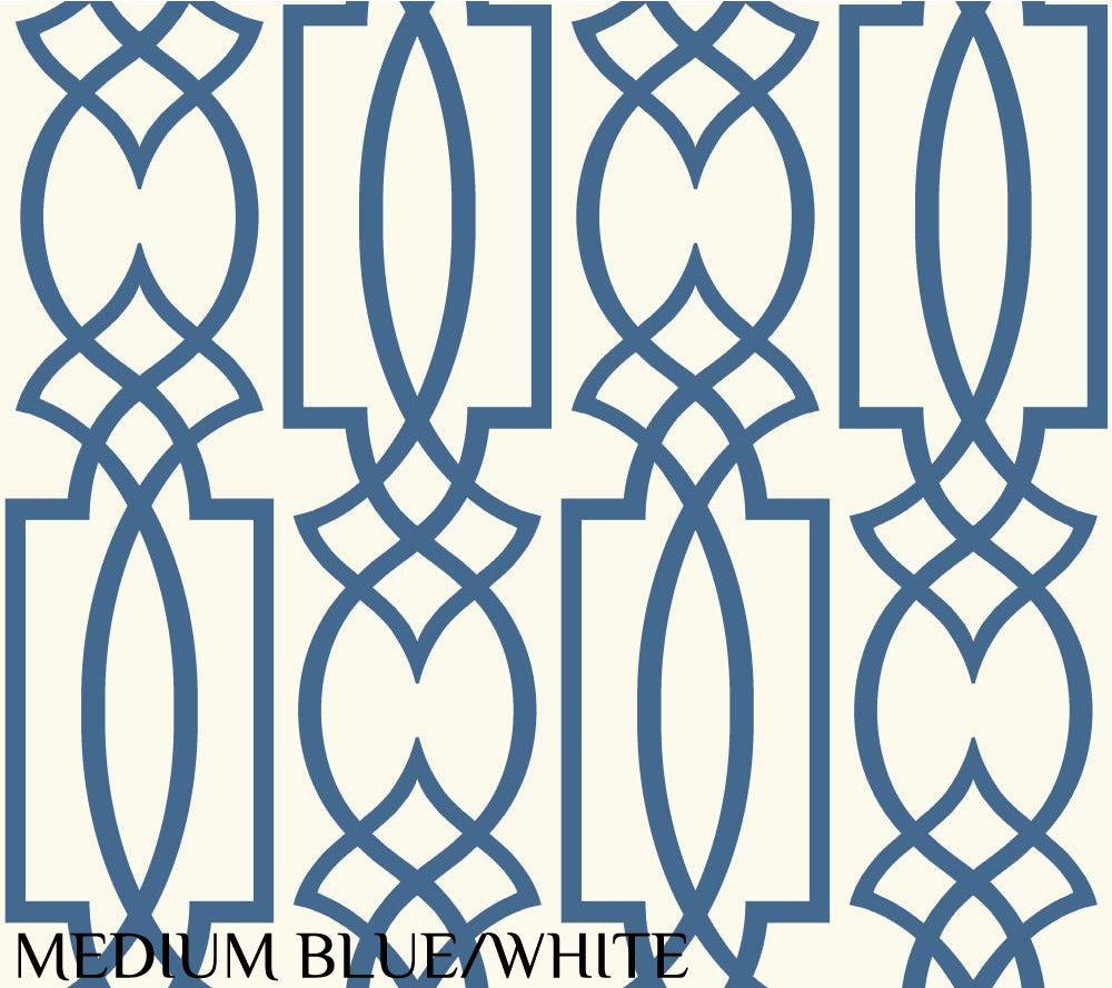 Carey Lind Designs "Large Lattice" Medium Blue/White Wallpaper