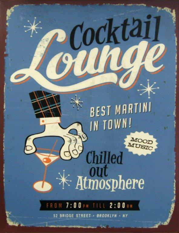 Cocktail Lounge Metal Sign 10"x13"
