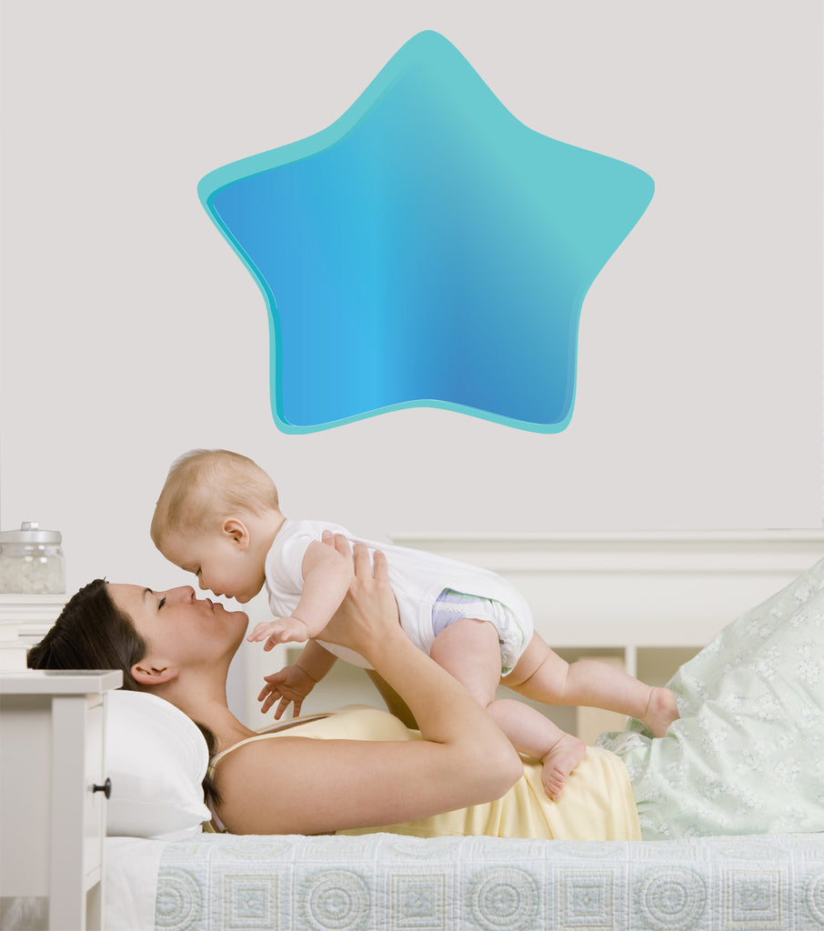 Large Sky Blue Soft Star Wall Decal Cutout Installed