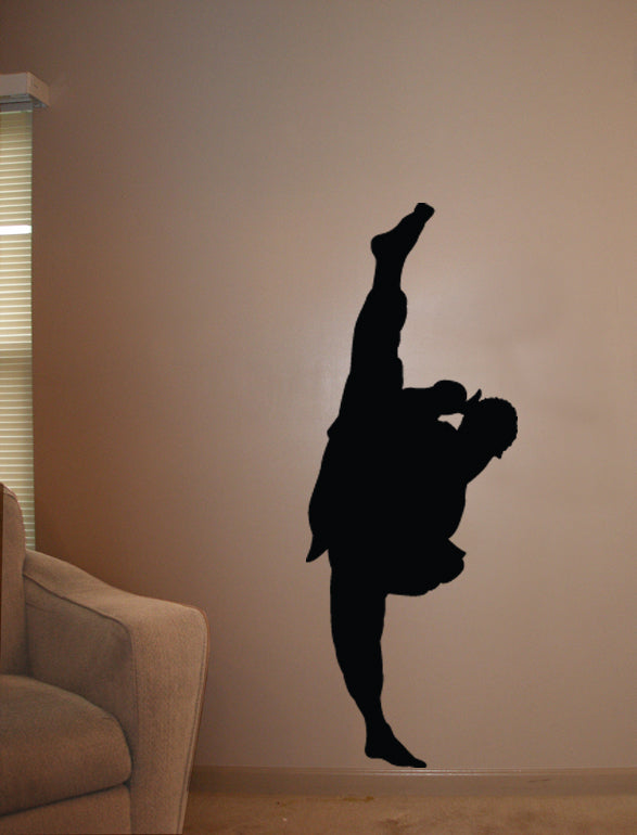 Martial Arts Kicking III Silhouette Wall Decal Cutout Installed
