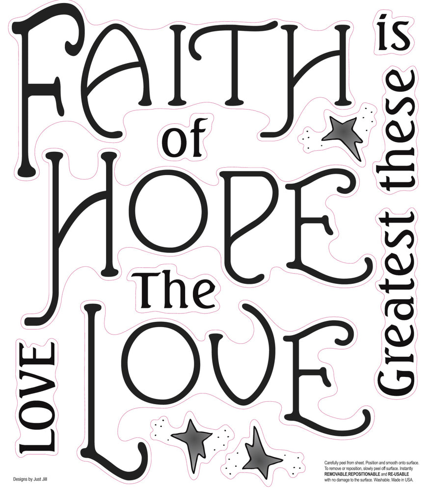 Wallhogs Faith, Hope, Love Quote Wall Decal Printed Sheet