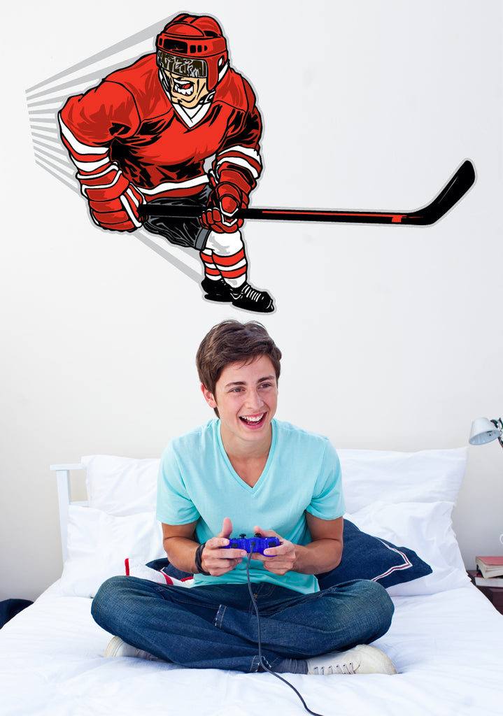 Hockey Player Wall Decal Cutout Installed