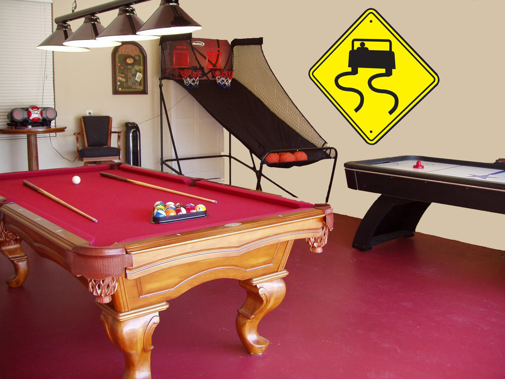 Slippery Road Sign Wall Decal Installed