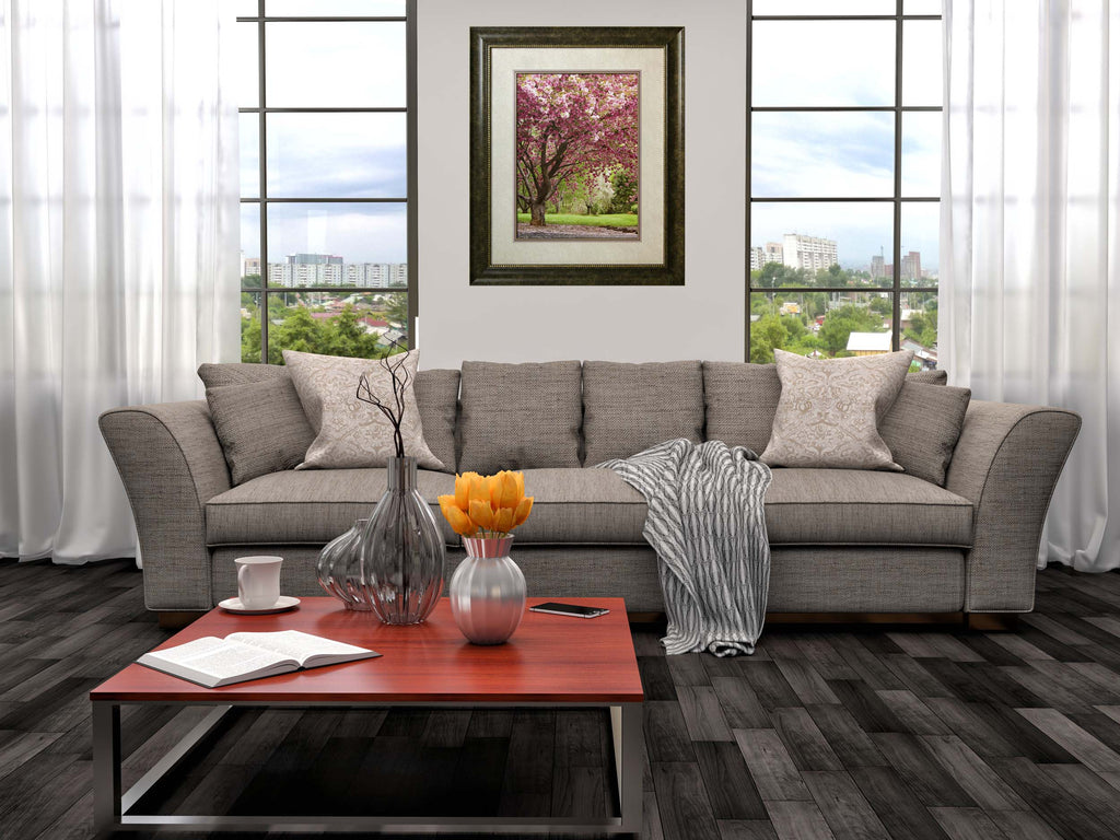 Spring Pink Tree Framed Art 29"x35" Installed