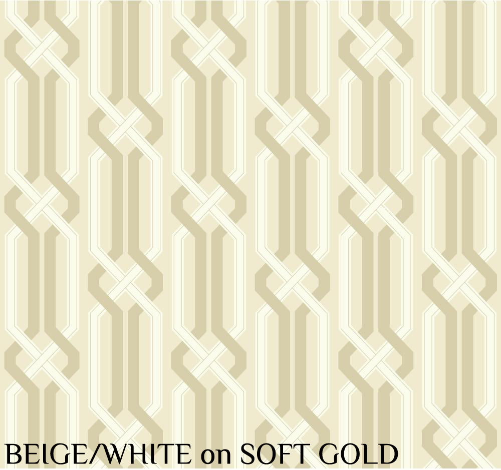Carey Lind Designs "Criss Cross" Beige/White on Soft Gold Wallpaper