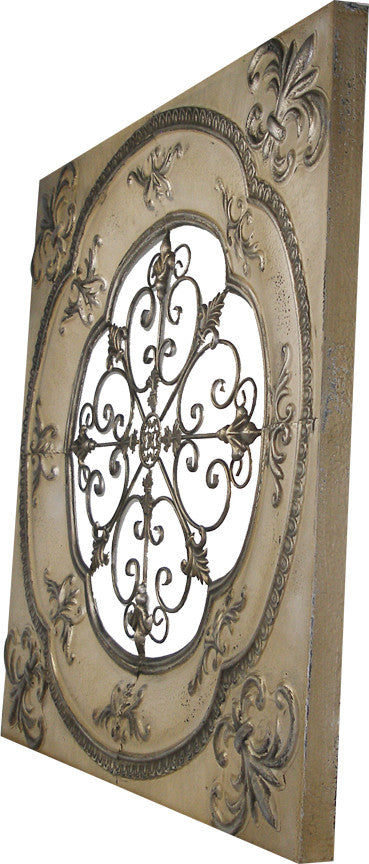 Cutout Center Beige Metal Wall Tile Side Angle