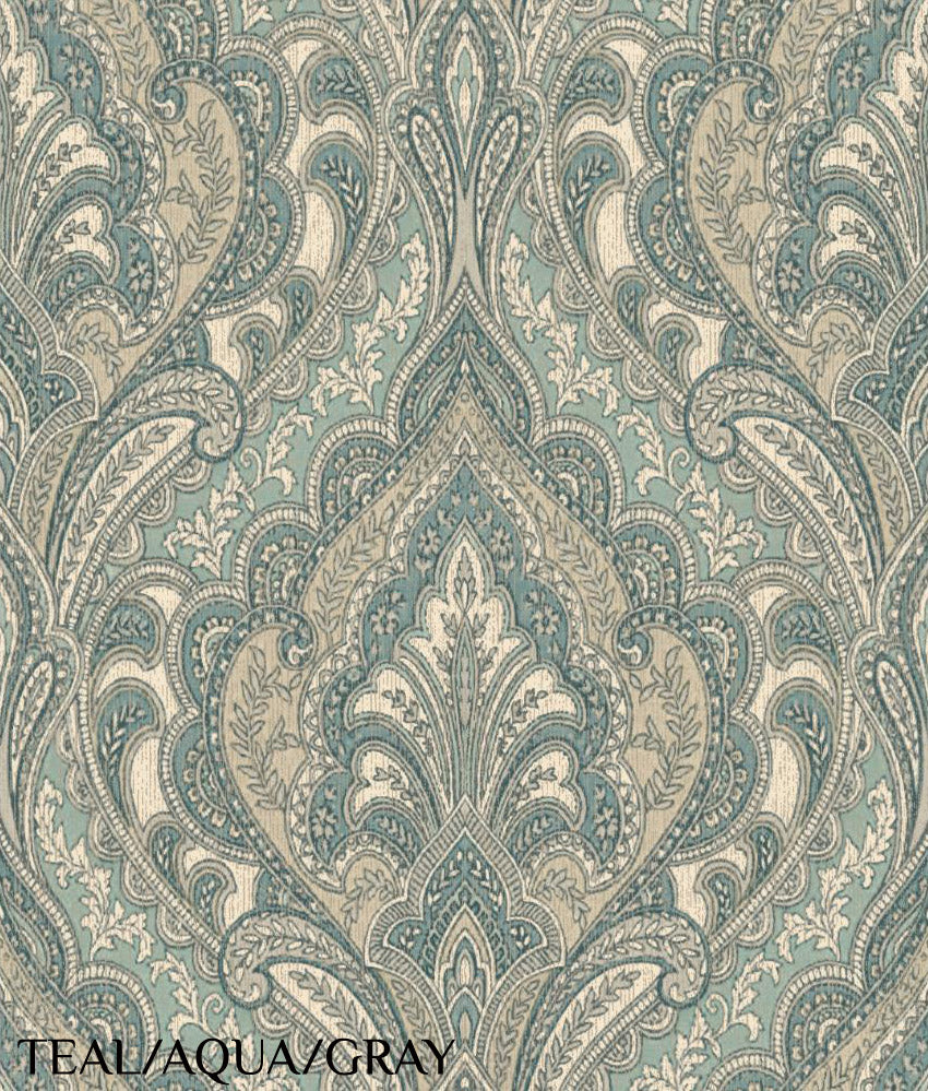 Carey Lind Designs "Hemmingway" Teal/Aqua/Gray Wallpaper