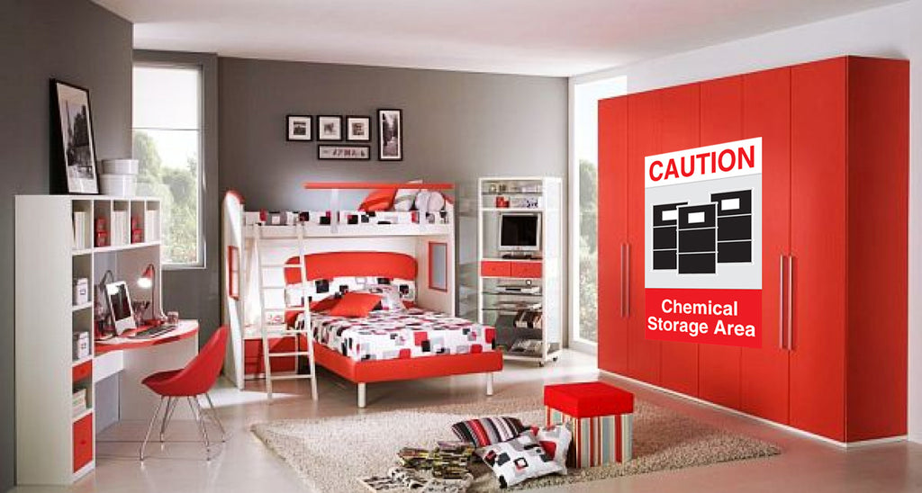 Chemical Storage Sign Wall Decal Installed