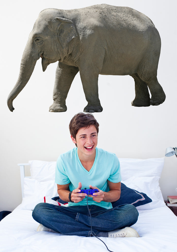 Lumbering Elephant Wall Decal Cutout Installed