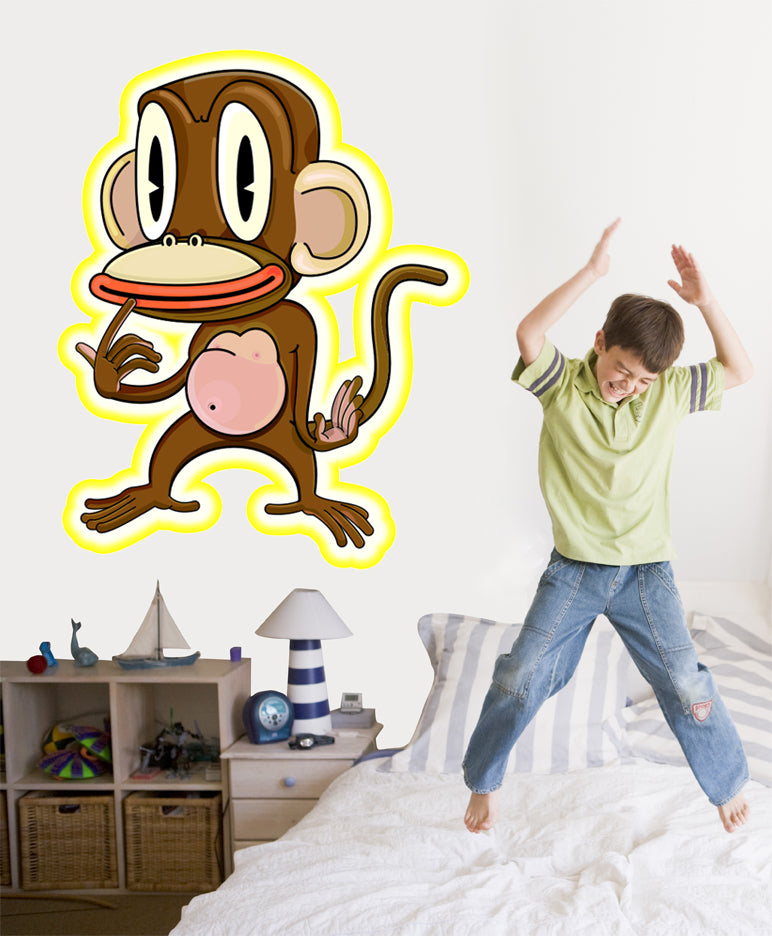 Pondering Monkey Wall Decal Cutout Installed